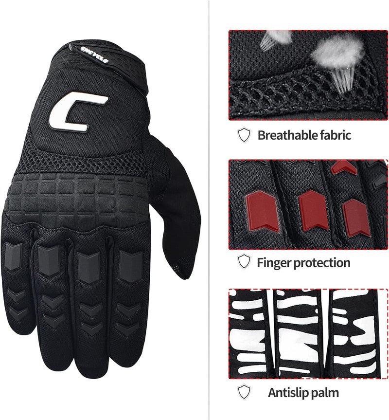 CHCYCLE Dirt Bike & Motorbike Gloves for Men - Mountain Bike, Motocross & ATV Racing - Touch Screen, Full Finger Gloves for Cycling, BMX, MTB & MX - Image 3